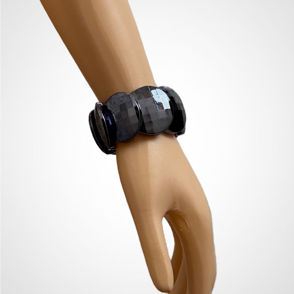 Glossy Dark Gray Chunky Bracelet OS